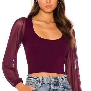 Free People Lost in Love Top-  Sheer Sleeve